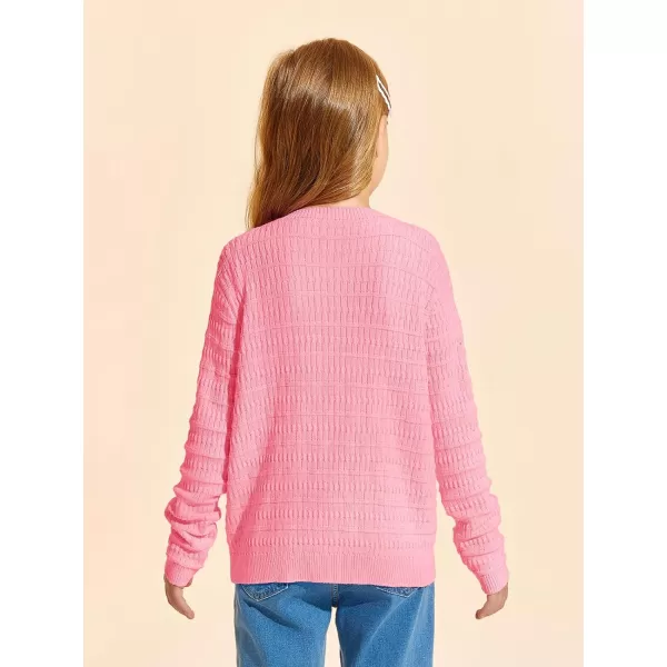 Haloumoning Girls Button Down Cardigan Jackets Kids Long Sleeve Cable Knit Sweaters 5-14 Years