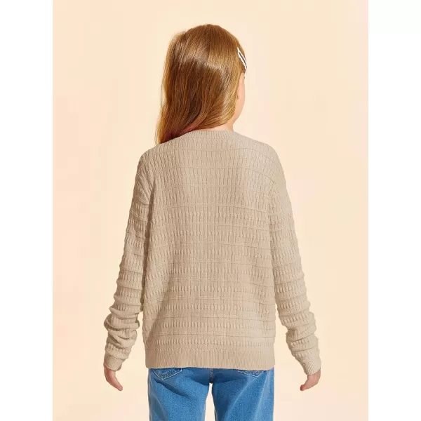 Haloumoning Girls Button Down Cardigan Jackets Kids Long Sleeve Cable Knit Sweaters 5-14 Years