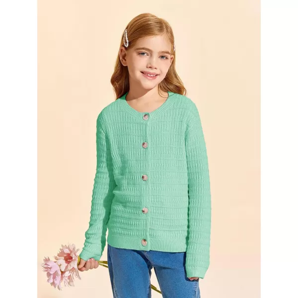 Haloumoning Girls Button Down Cardigan Jackets Kids Long Sleeve Cable Knit Sweaters 5-14 Years