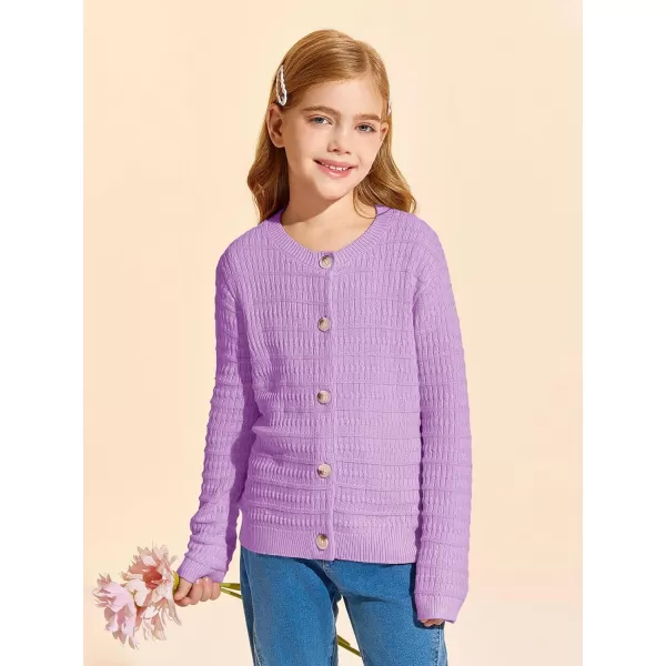 Haloumoning Girls Button Down Cardigan Jackets Kids Long Sleeve Cable Knit Sweaters 5-14 Years