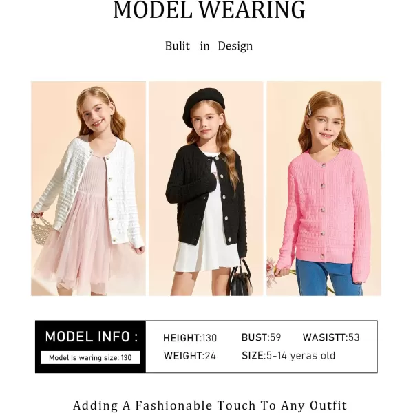 Haloumoning Girls Button Down Cardigan Jackets Kids Long Sleeve Cable Knit Sweaters 5-14 Years