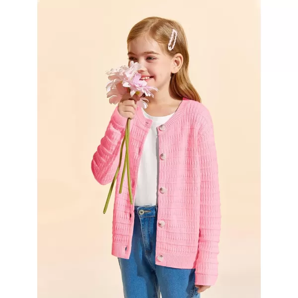 Haloumoning Girls Button Down Cardigan Jackets Kids Long Sleeve Cable Knit Sweaters 5-14 Years