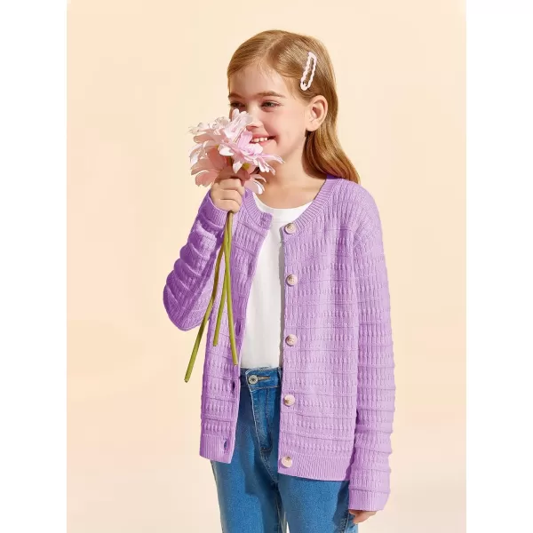 Haloumoning Girls Button Down Cardigan Jackets Kids Long Sleeve Cable Knit Sweaters 5-14 Years