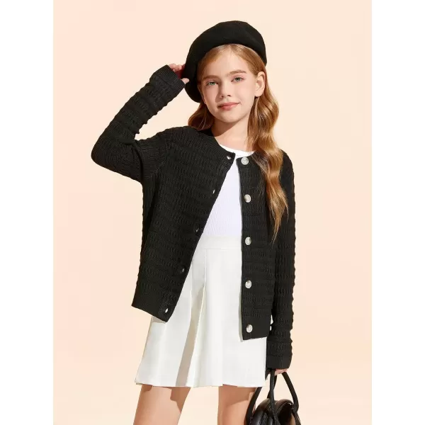 Haloumoning Girls Button Down Cardigan Jackets Kids Long Sleeve Cable Knit Sweaters 5-14 Years