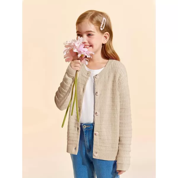 Haloumoning Girls Button Down Cardigan Jackets Kids Long Sleeve Cable Knit Sweaters 5-14 Years