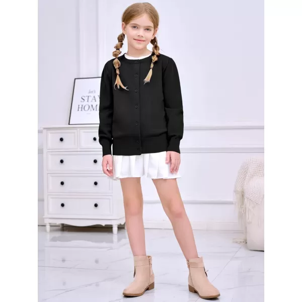 Haloumoning Girls Button Down Cardigan Sweater Kids Fall Fashion Puff Sleeve Knit Clothes 5-14 Years