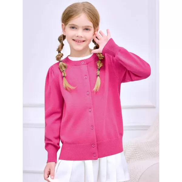 Haloumoning Girls Button Down Cardigan Sweater Kids Fall Fashion Puff Sleeve Knit Clothes 5-14 Years