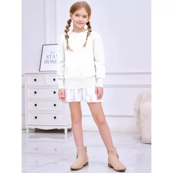 Haloumoning Girls Button Down Cardigan Sweater Kids Fall Fashion Puff Sleeve Knit Clothes 5-14 Years