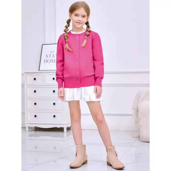 Haloumoning Girls Button Down Cardigan Sweater Kids Fall Fashion Puff Sleeve Knit Clothes 5-14 Years