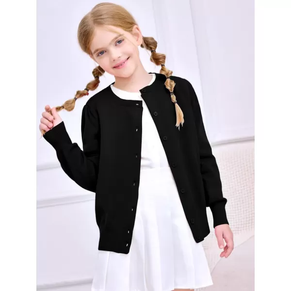 Haloumoning Girls Button Down Cardigan Sweater Kids Fall Fashion Puff Sleeve Knit Clothes 5-14 Years