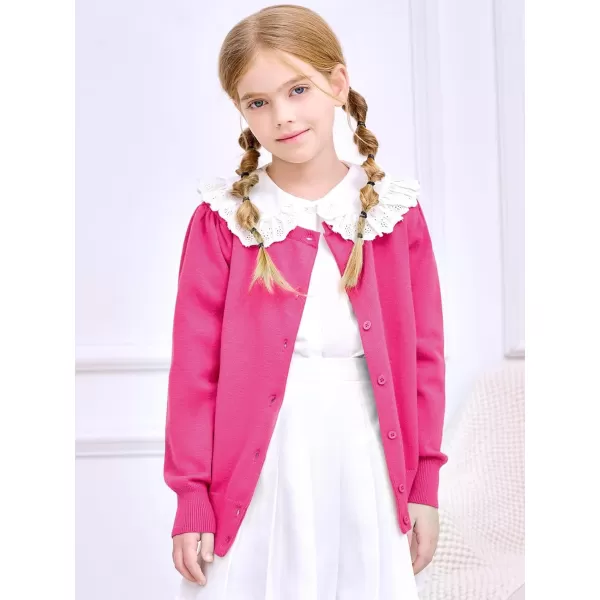 Haloumoning Girls Button Down Cardigan Sweater Kids Fall Fashion Puff Sleeve Knit Clothes 5-14 Years