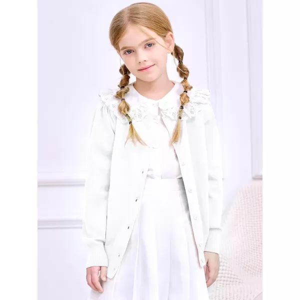 Haloumoning Girls Button Down Cardigan Sweater Kids Fall Fashion Puff Sleeve Knit Clothes 5-14 Years