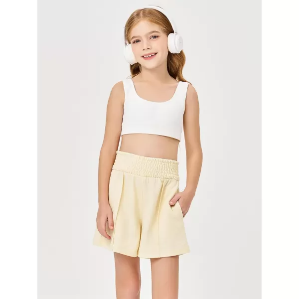 Haloumoning Girls Casual Shorts Soft Comfy High Elastic Waist Summer Running Shorts with Pockets 5-14 Years