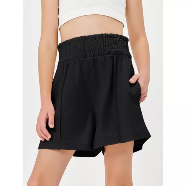 Haloumoning Girls Casual Shorts Soft Comfy High Elastic Waist Summer Running Shorts with Pockets 5-14 Years
