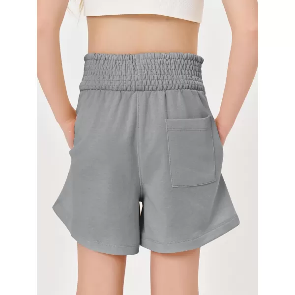 Haloumoning Girls Casual Shorts Soft Comfy High Elastic Waist Summer Running Shorts with Pockets 5-14 Years