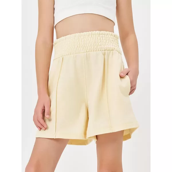 Haloumoning Girls Casual Shorts Soft Comfy High Elastic Waist Summer Running Shorts with Pockets 5-14 Years