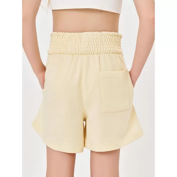 Haloumoning Girls Casual Shorts Soft Comfy High Elastic Waist Summer Running Shorts with Pockets 5-14 Years