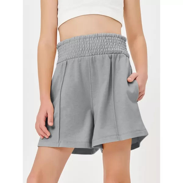 Haloumoning Girls Casual Shorts Soft Comfy High Elastic Waist Summer Running Shorts with Pockets 5-14 Years