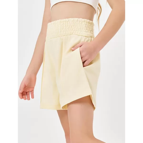Haloumoning Girls Casual Shorts Soft Comfy High Elastic Waist Summer Running Shorts with Pockets 5-14 Years