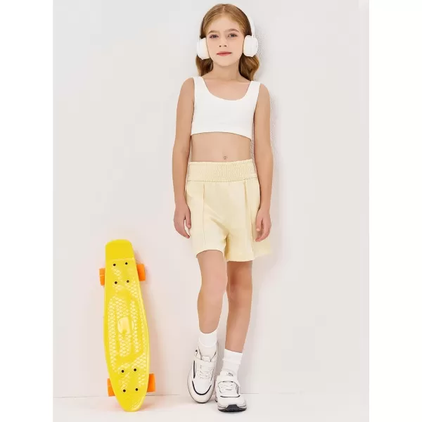 Haloumoning Girls Casual Shorts Soft Comfy High Elastic Waist Summer Running Shorts with Pockets 5-14 Years