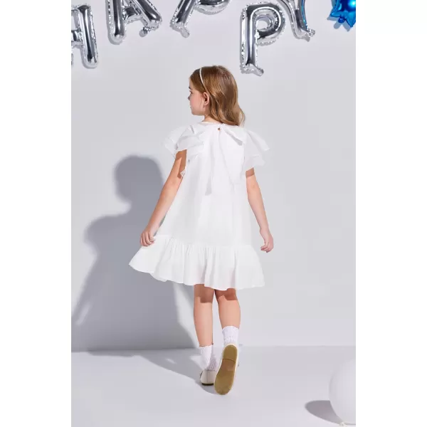 Haloumoning Girls Elegant Ruffle Sleeve Chiffon A-Line Swing Wedding Party Dress 4-14 Years