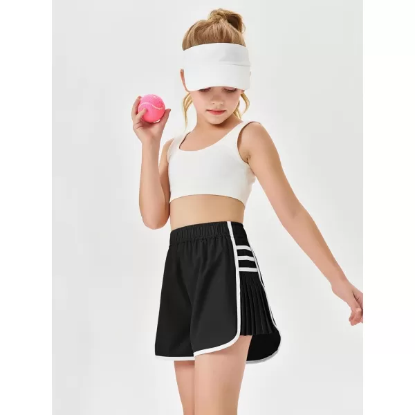 Haloumoning Girls Flowy Shorts Kids Casual Elastic Waist Pleated Athletic Running Workout Dolphin Shorts