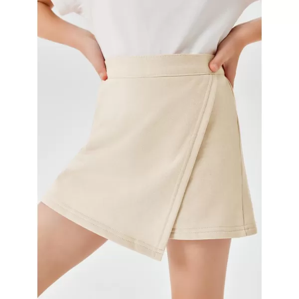 Haloumoning Girls High Waist Wrap Skorts Summer 2 in 1 Running Mini Slit Hem Skort Shorts 5-14Y