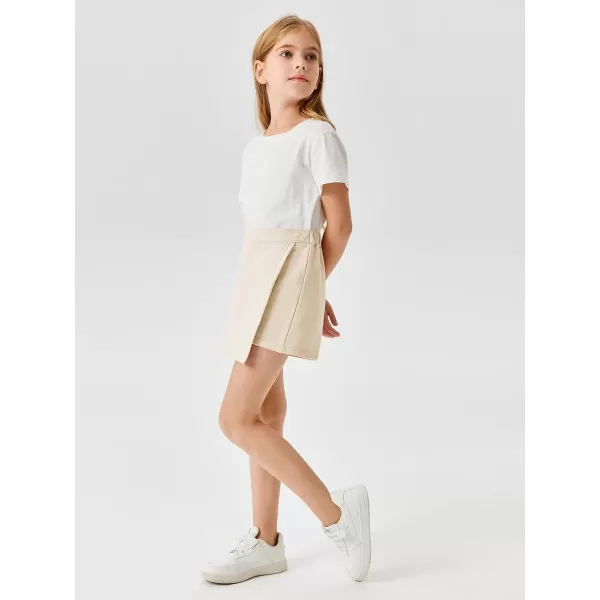 Haloumoning Girls High Waist Wrap Skorts Summer 2 in 1 Running Mini Slit Hem Skort Shorts 5-14Y