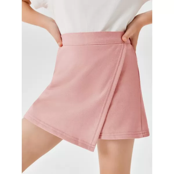 Haloumoning Girls High Waist Wrap Skorts Summer 2 in 1 Running Mini Slit Hem Skort Shorts 5-14Y