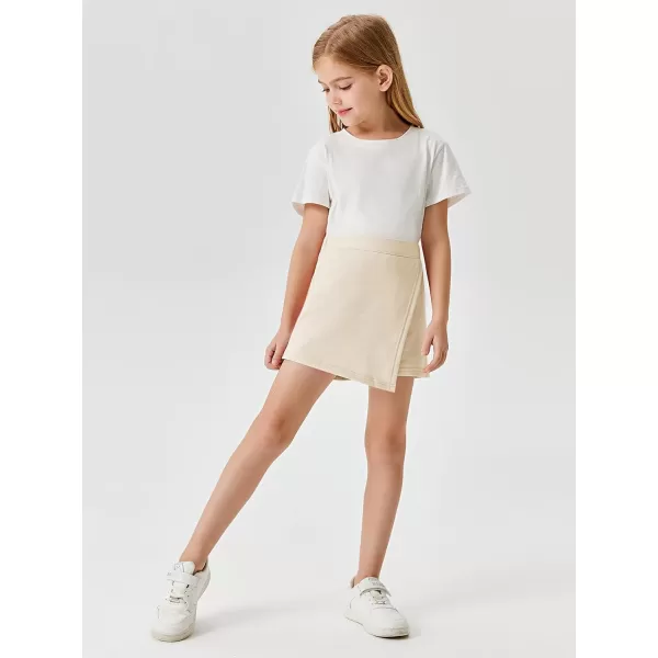 Haloumoning Girls High Waist Wrap Skorts Summer 2 in 1 Running Mini Slit Hem Skort Shorts 5-14Y