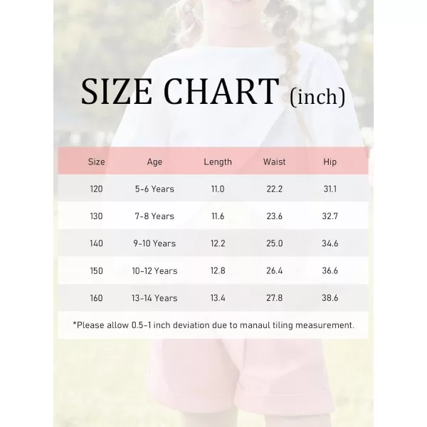 Haloumoning Girls High Waisted Shorts Summer Fashion Button Elastic Waist Shorts with Pockets 5-14 Years