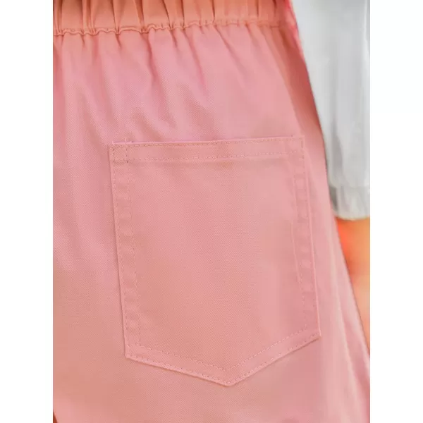 Haloumoning Girls High Waisted Shorts Summer Fashion Button Elastic Waist Shorts with Pockets 5-14 Years