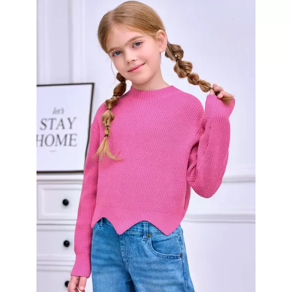 Haloumoning Girls Mock Neck Sweaters Kids Fall Fashion Long Batwing Sleeve Rib Knit Pullover Clothes 5-14 Years