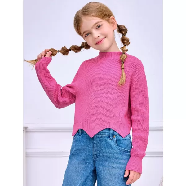 Haloumoning Girls Mock Neck Sweaters Kids Fall Fashion Long Batwing Sleeve Rib Knit Pullover Clothes 5-14 Years