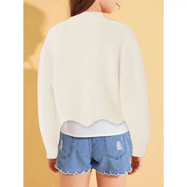 Haloumoning Girls Mock Neck Sweaters Kids Fall Fashion Long Batwing Sleeve Rib Knit Pullover Clothes 5-14 Years