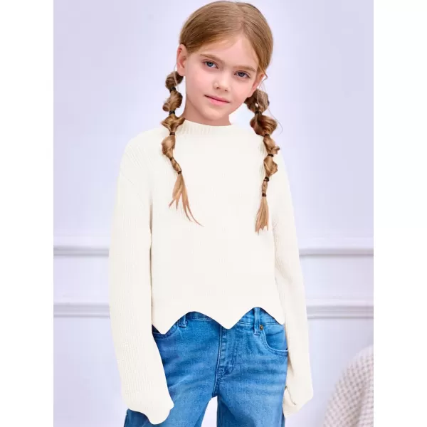 Haloumoning Girls Mock Neck Sweaters Kids Fall Fashion Long Batwing Sleeve Rib Knit Pullover Clothes 5-14 Years