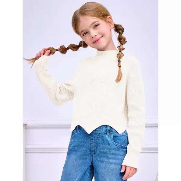 Haloumoning Girls Mock Neck Sweaters Kids Fall Fashion Long Batwing Sleeve Rib Knit Pullover Clothes 5-14 Years