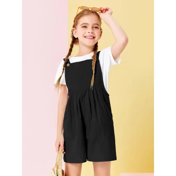Haloumoning Girls Overall Shorts Kids Summer Casual Adjustable Strap Rompers with Pockets 5-14 Years