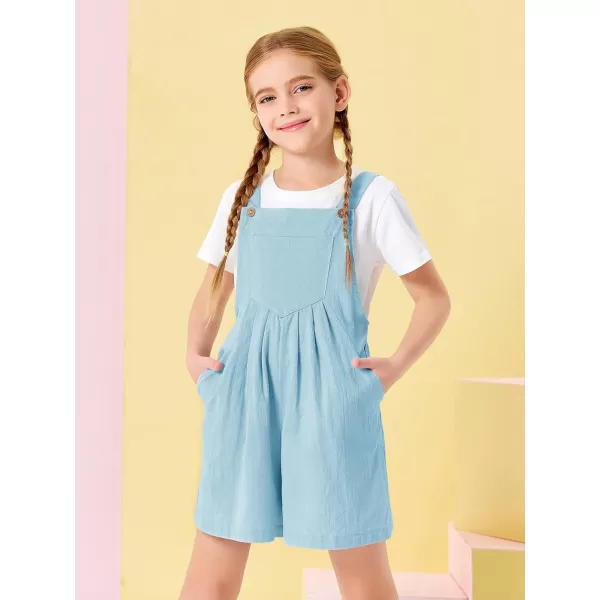 Haloumoning Girls Overall Shorts Kids Summer Casual Adjustable Strap Rompers with Pockets 5-14 Years