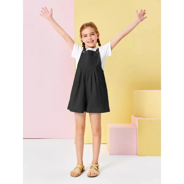 Haloumoning Girls Overall Shorts Kids Summer Casual Adjustable Strap Rompers with Pockets 5-14 Years