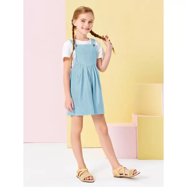 Haloumoning Girls Overall Shorts Kids Summer Casual Adjustable Strap Rompers with Pockets 5-14 Years