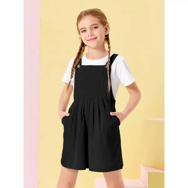 Haloumoning Girls Overall Shorts Kids Summer Casual Adjustable Strap Rompers with Pockets 5-14 Years