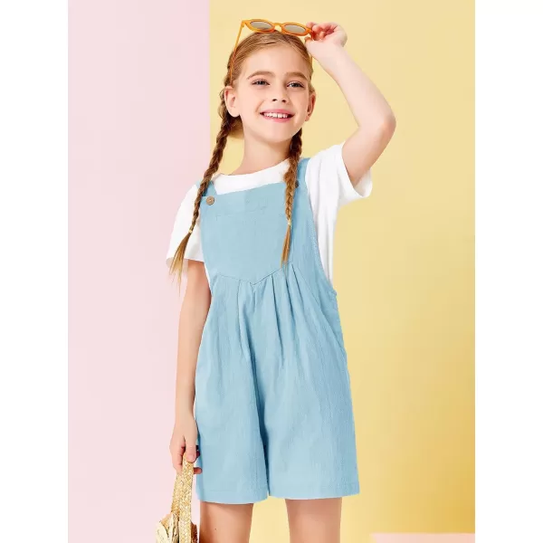 Haloumoning Girls Overall Shorts Kids Summer Casual Adjustable Strap Rompers with Pockets 5-14 Years