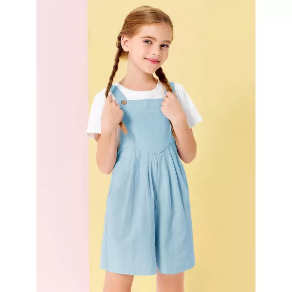 Haloumoning Girls Overall Shorts Kids Summer Casual Adjustable Strap Rompers with Pockets 5-14 Years