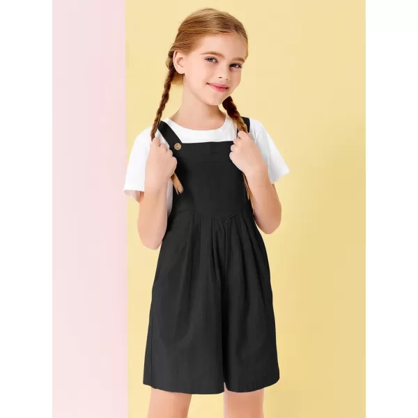 Haloumoning Girls Overall Shorts Kids Summer Casual Adjustable Strap Rompers with Pockets 5-14 Years
