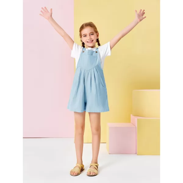 Haloumoning Girls Overall Shorts Kids Summer Casual Adjustable Strap Rompers with Pockets 5-14 Years