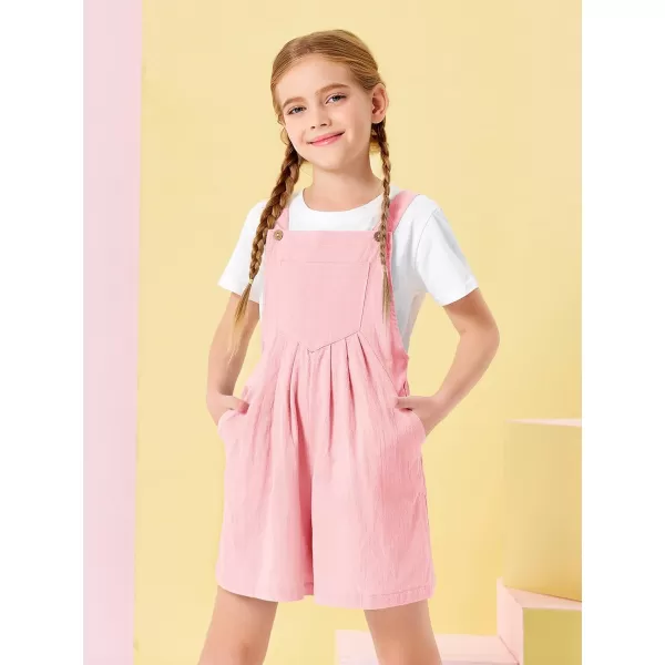 Haloumoning Girls Overall Shorts Kids Summer Casual Adjustable Strap Rompers with Pockets 5-14 Years