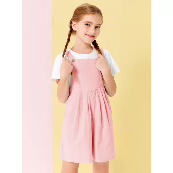 Haloumoning Girls Overall Shorts Kids Summer Casual Adjustable Strap Rompers with Pockets 5-14 Years