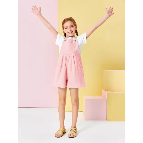 Haloumoning Girls Overall Shorts Kids Summer Casual Adjustable Strap Rompers with Pockets 5-14 Years