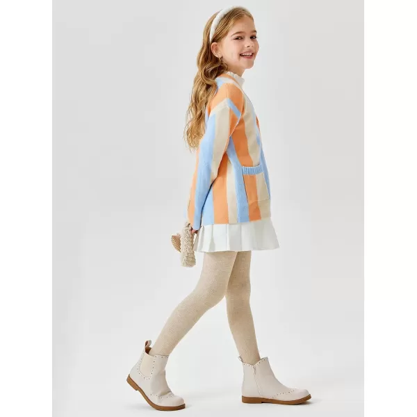 Haloumoning Girls Oversized Color Block Cardigan Sweaters 4-14 Years